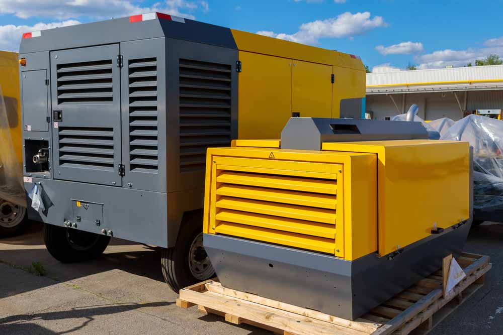 Grey And Yellow Coloured Generator In The Morning