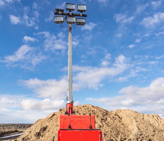 Red Portable Lighting Equipment For Construction — Equipment Hire in Rockhampton, QLD